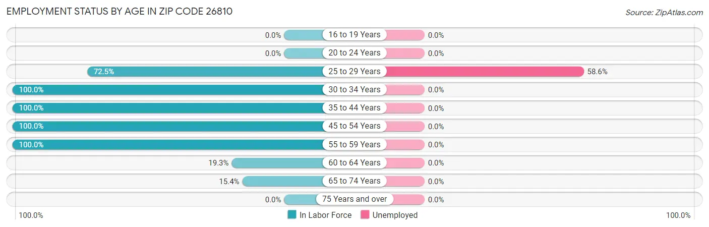 Employment Status by Age in Zip Code 26810