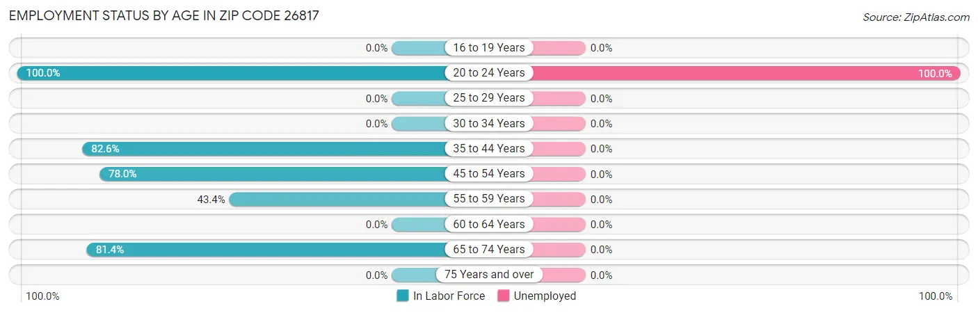 Employment Status by Age in Zip Code 26817