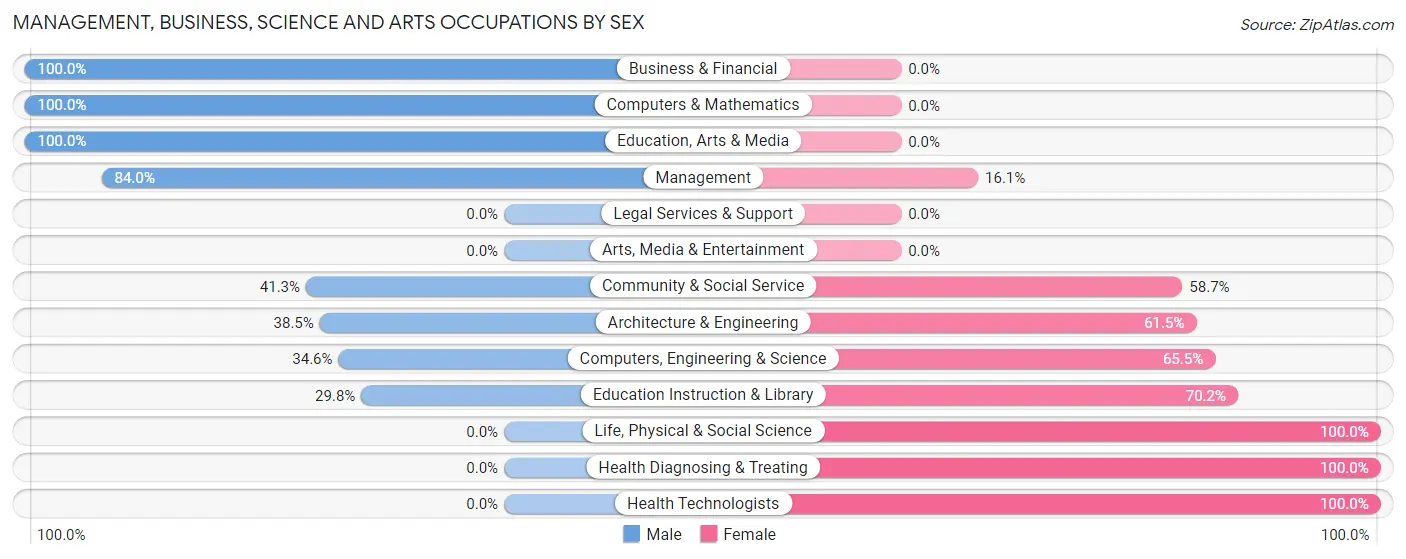 Management, Business, Science and Arts Occupations by Sex in Zip Code 26836