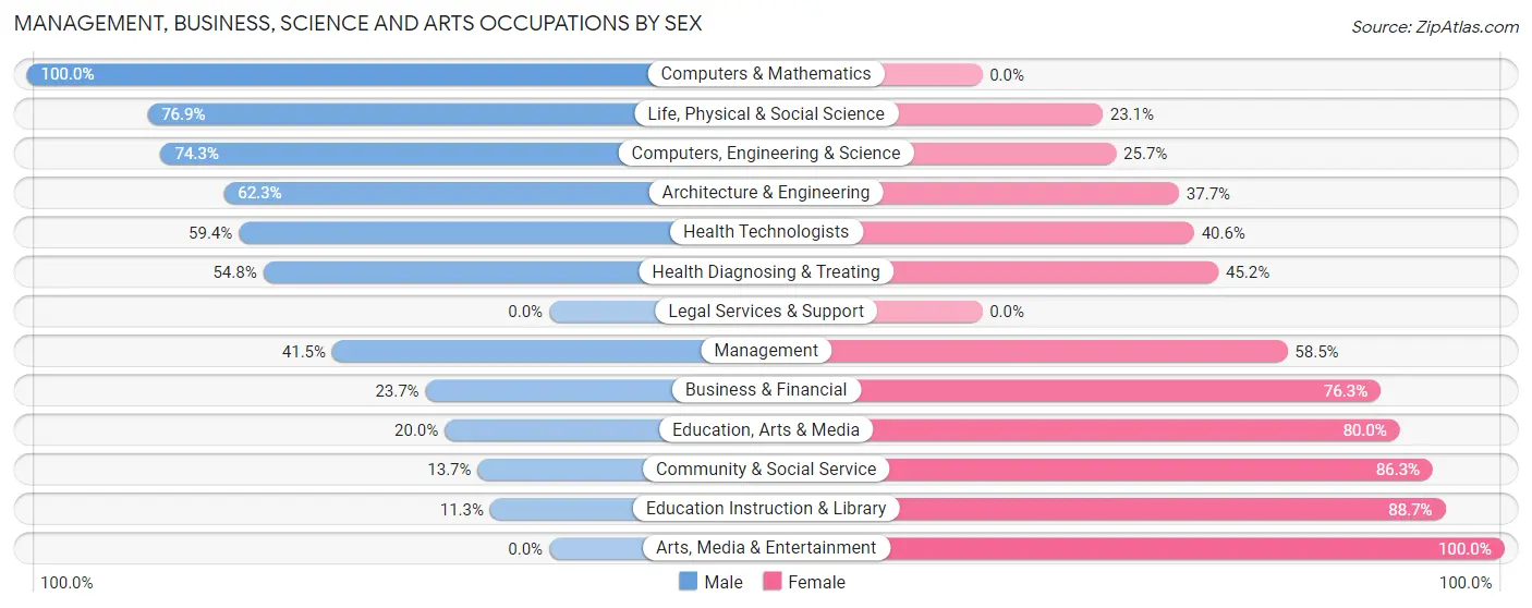 Management, Business, Science and Arts Occupations by Sex in Zip Code 26847