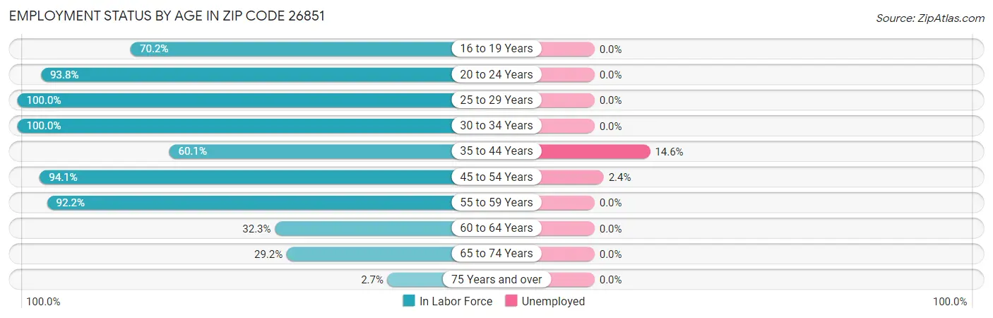 Employment Status by Age in Zip Code 26851