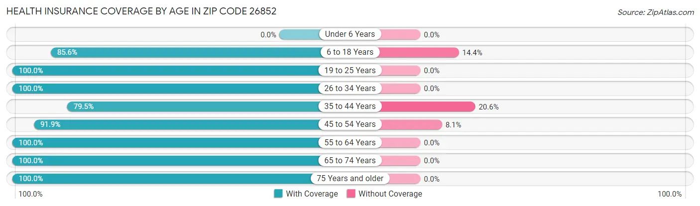 Health Insurance Coverage by Age in Zip Code 26852