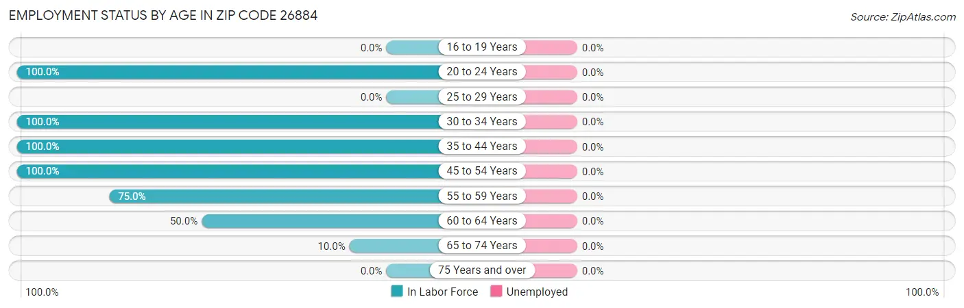 Employment Status by Age in Zip Code 26884