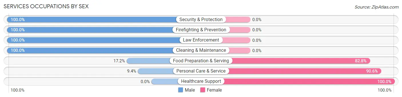 Services Occupations by Sex in Zip Code 27006