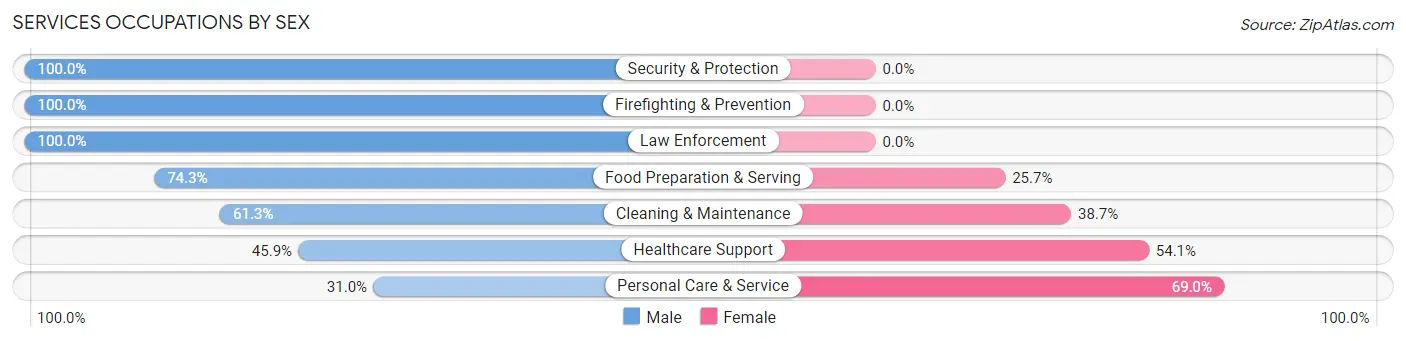 Services Occupations by Sex in Zip Code 27011
