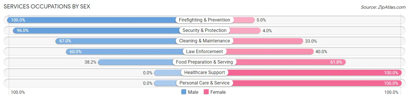 Services Occupations by Sex in Zip Code 27018
