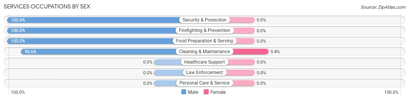 Services Occupations by Sex in Zip Code 27022