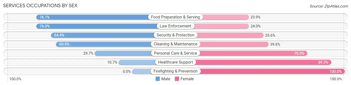 Services Occupations by Sex in Zip Code 27040