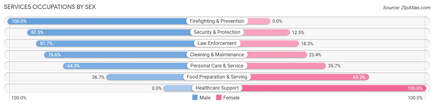 Services Occupations by Sex in Zip Code 27052