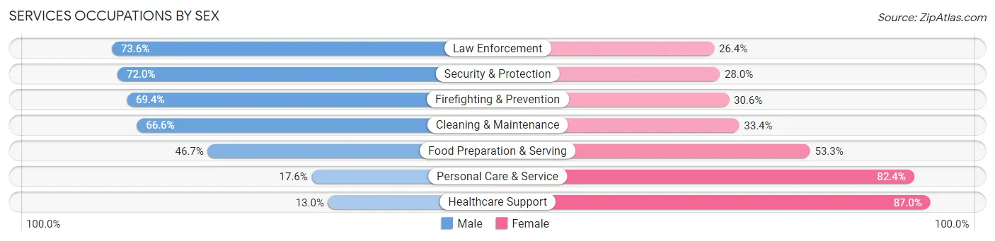 Services Occupations by Sex in Zip Code 27253