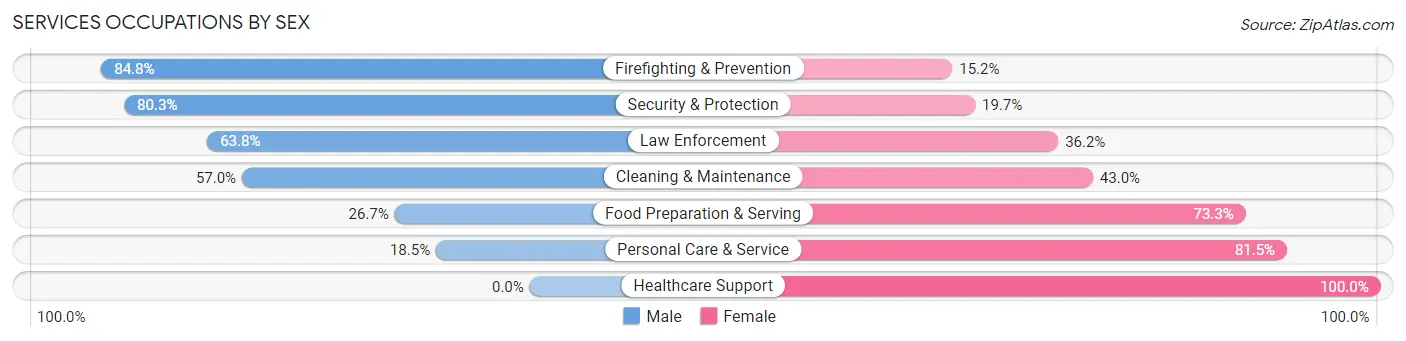 Services Occupations by Sex in Zip Code 27262
