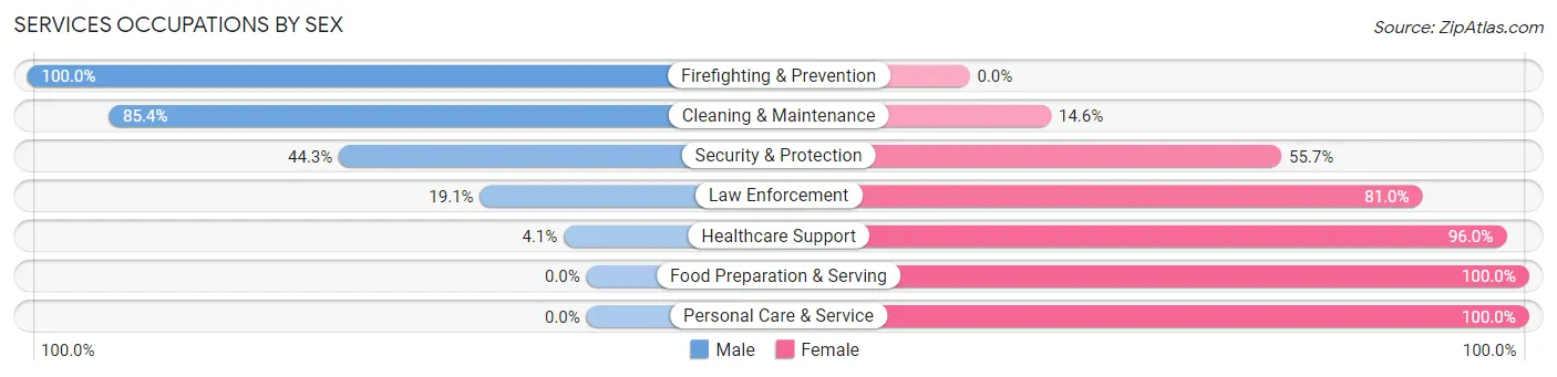 Services Occupations by Sex in Zip Code 27306