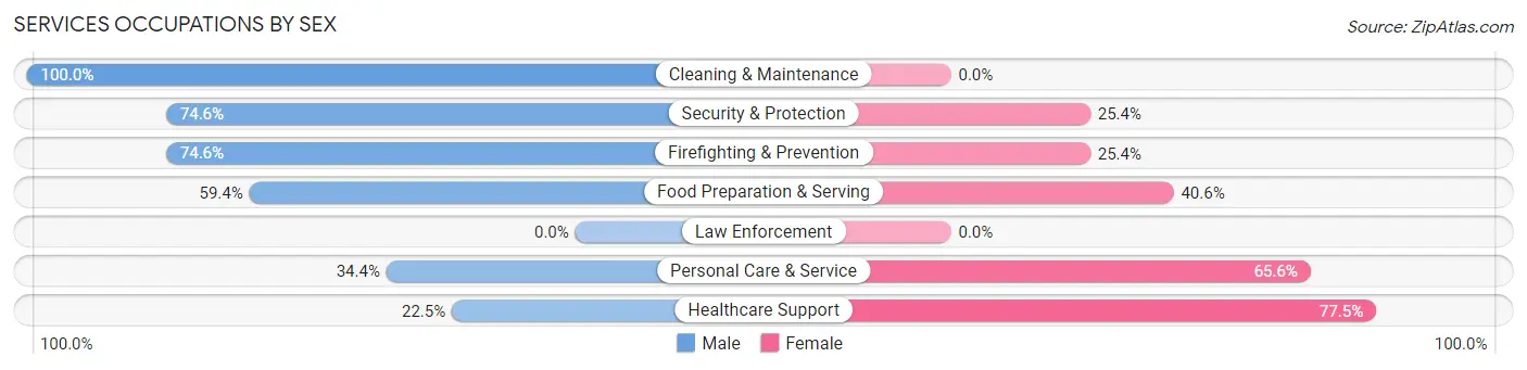 Services Occupations by Sex in Zip Code 27310