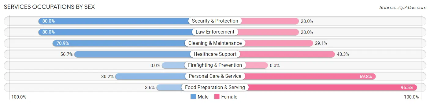 Services Occupations by Sex in Zip Code 27325
