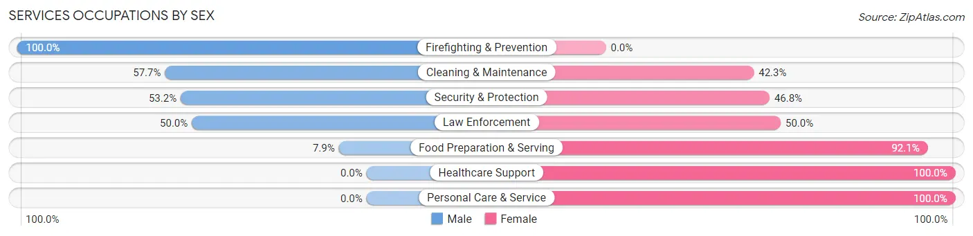 Services Occupations by Sex in Zip Code 27371
