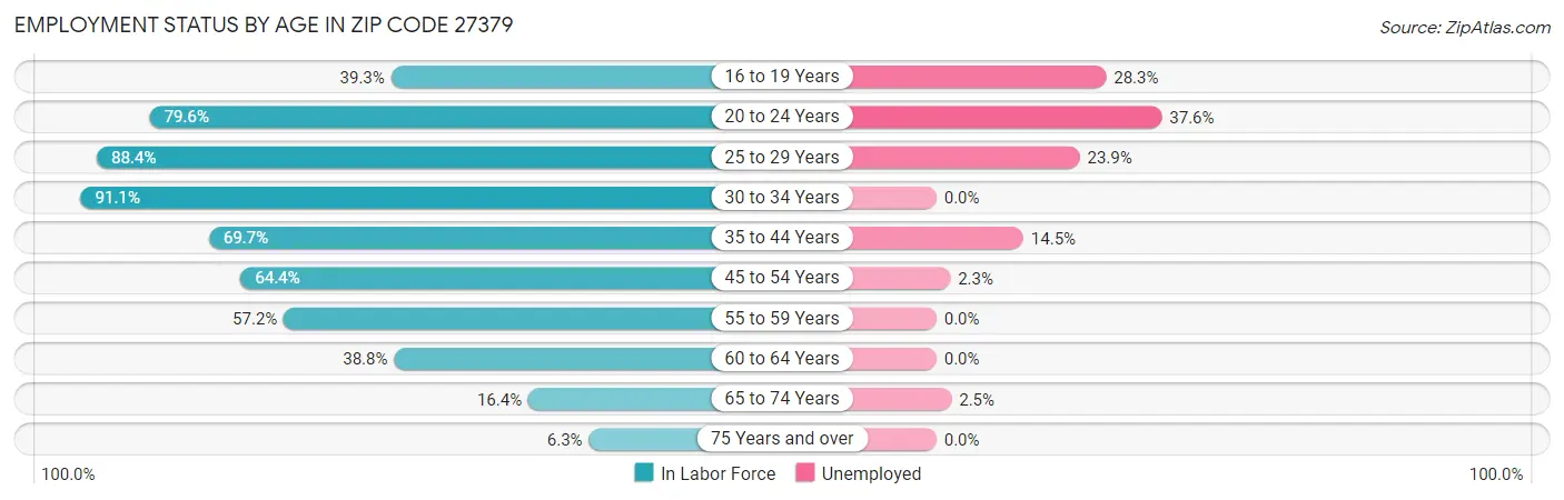 Employment Status by Age in Zip Code 27379