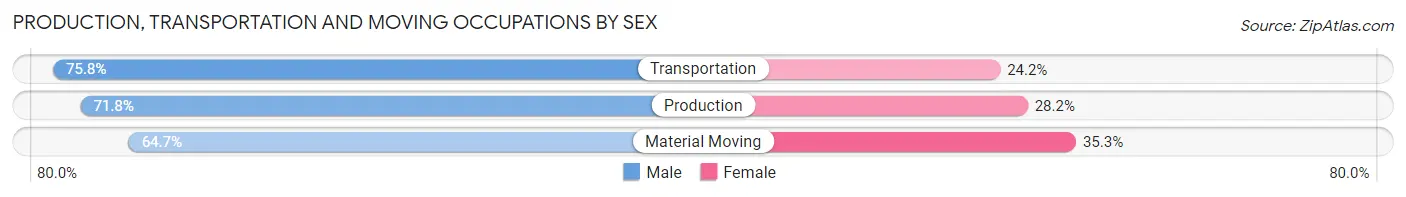 Production, Transportation and Moving Occupations by Sex in Zip Code 27379