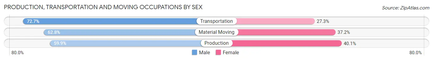 Production, Transportation and Moving Occupations by Sex in Zip Code 27401