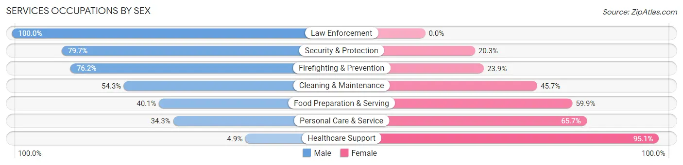 Services Occupations by Sex in Zip Code 27407