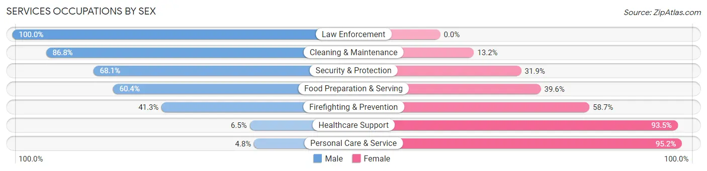 Services Occupations by Sex in Zip Code 27409
