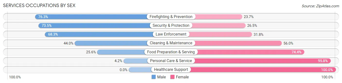 Services Occupations by Sex in Zip Code 27501