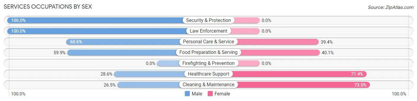 Services Occupations by Sex in Zip Code 27510