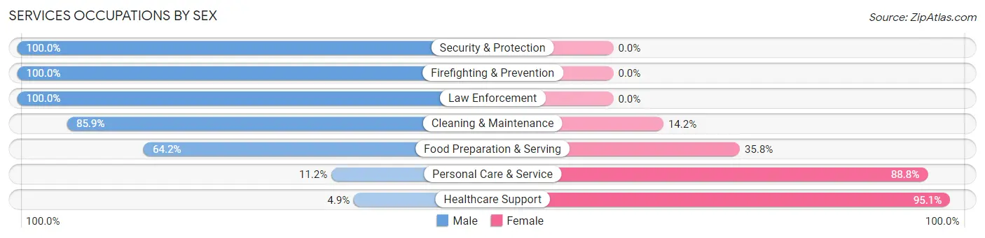 Services Occupations by Sex in Zip Code 27540