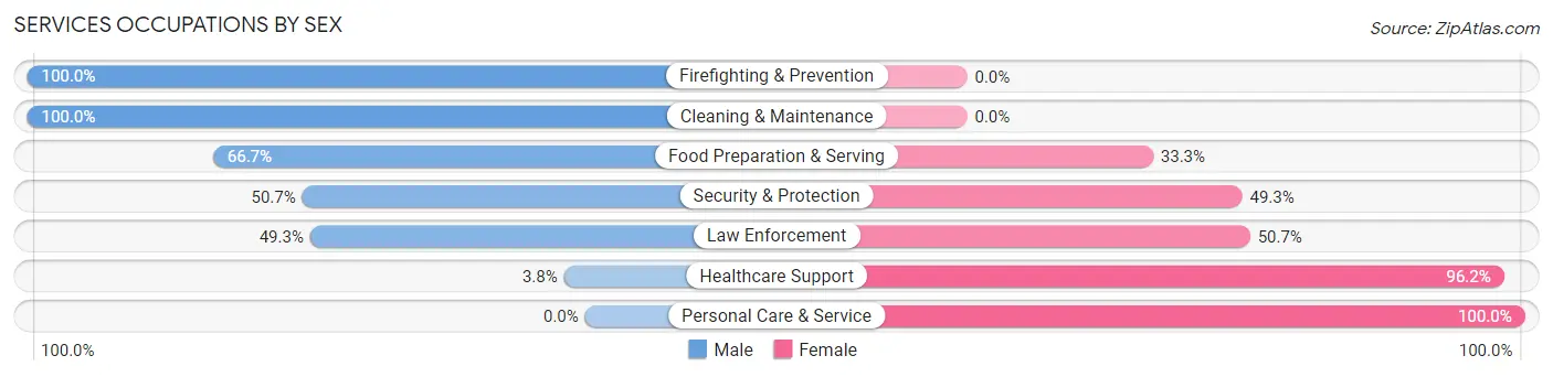 Services Occupations by Sex in Zip Code 27544