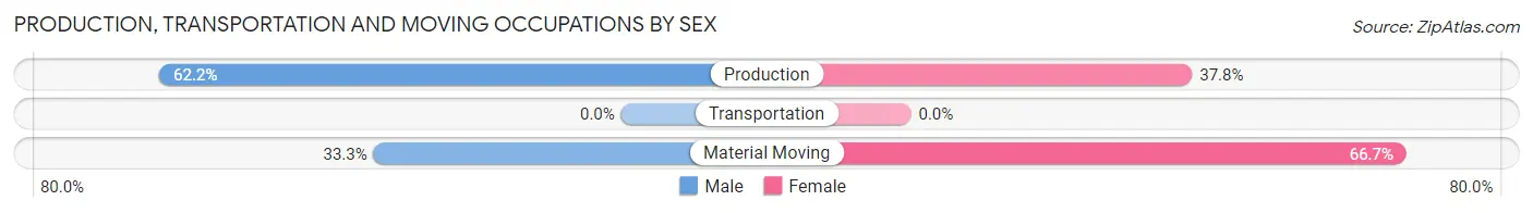 Production, Transportation and Moving Occupations by Sex in Zip Code 27553