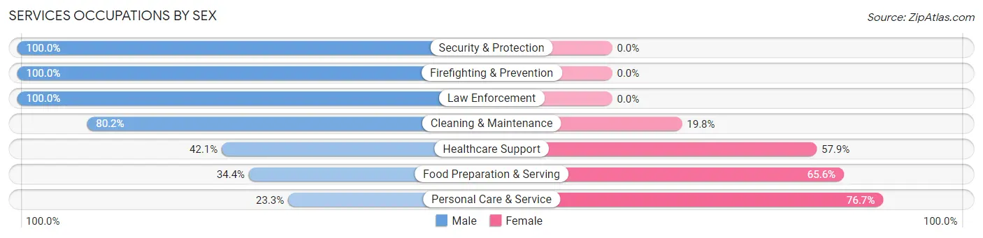 Services Occupations by Sex in Zip Code 27557