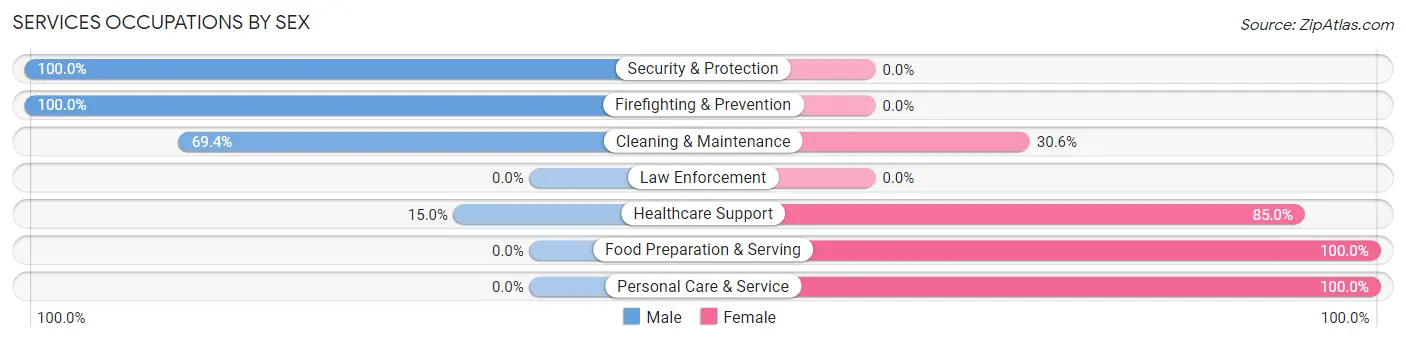 Services Occupations by Sex in Zip Code 27562