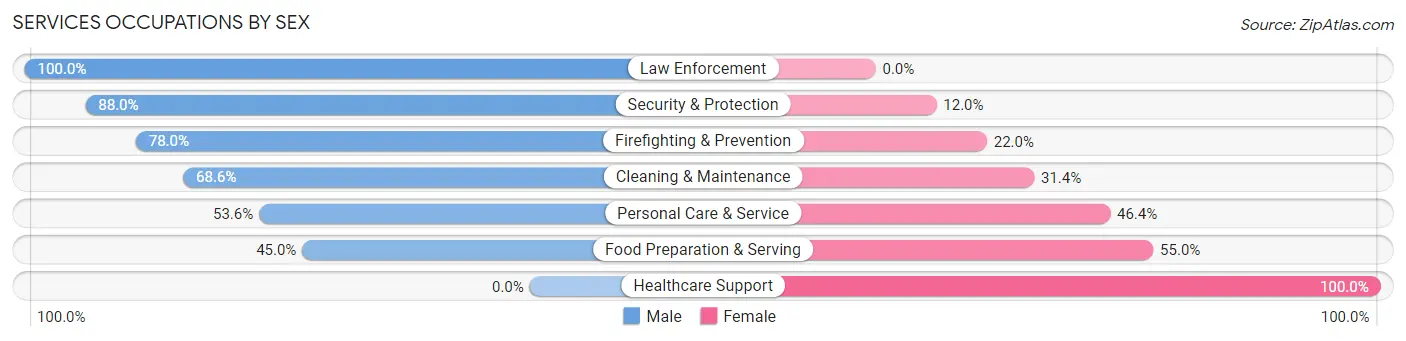 Services Occupations by Sex in Zip Code 27569