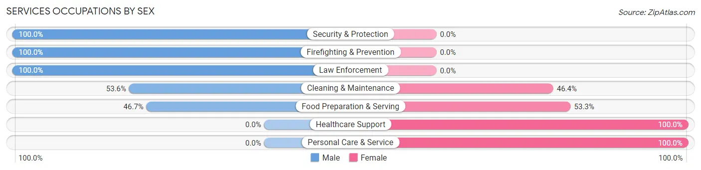 Services Occupations by Sex in Zip Code 27576