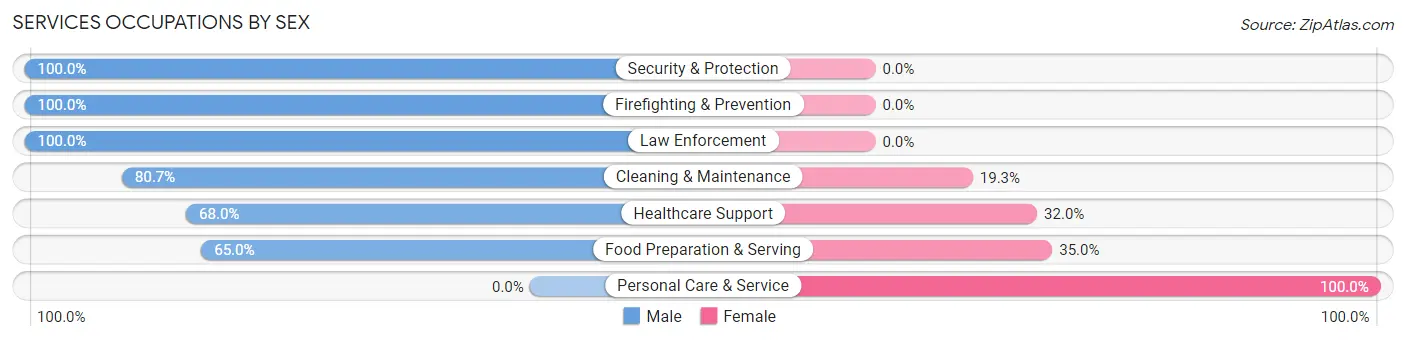 Services Occupations by Sex in Zip Code 27581
