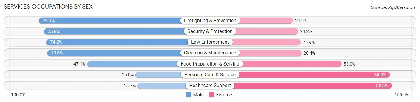 Services Occupations by Sex in Zip Code 27587
