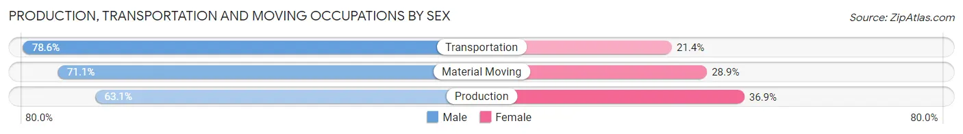Production, Transportation and Moving Occupations by Sex in Zip Code 27610