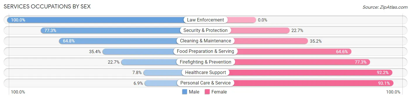 Services Occupations by Sex in Zip Code 27703