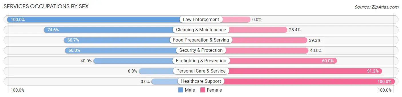 Services Occupations by Sex in Zip Code 27807