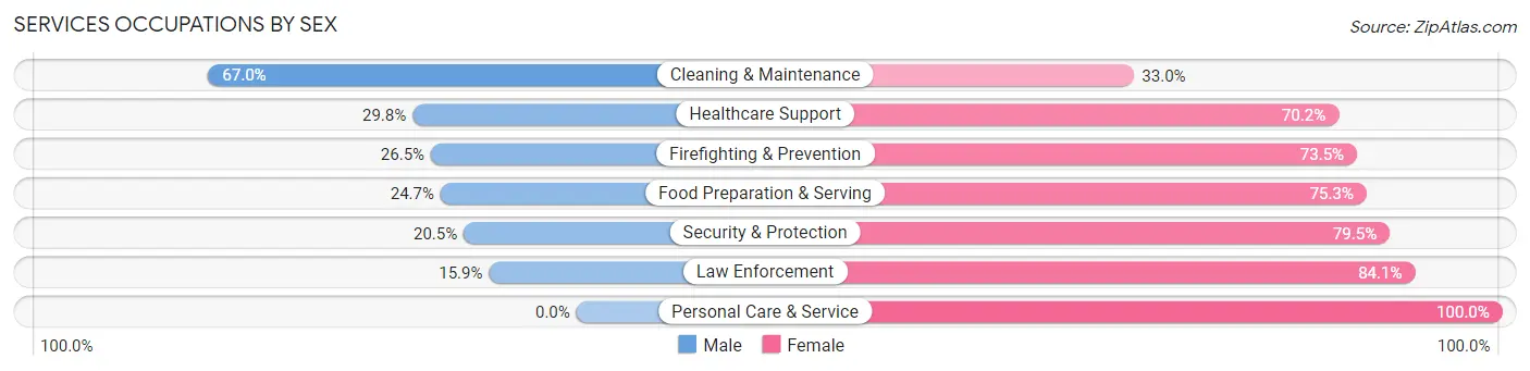 Services Occupations by Sex in Zip Code 27828