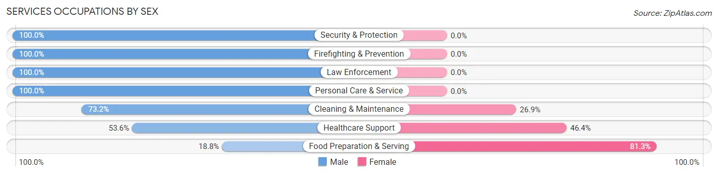 Services Occupations by Sex in Zip Code 27830
