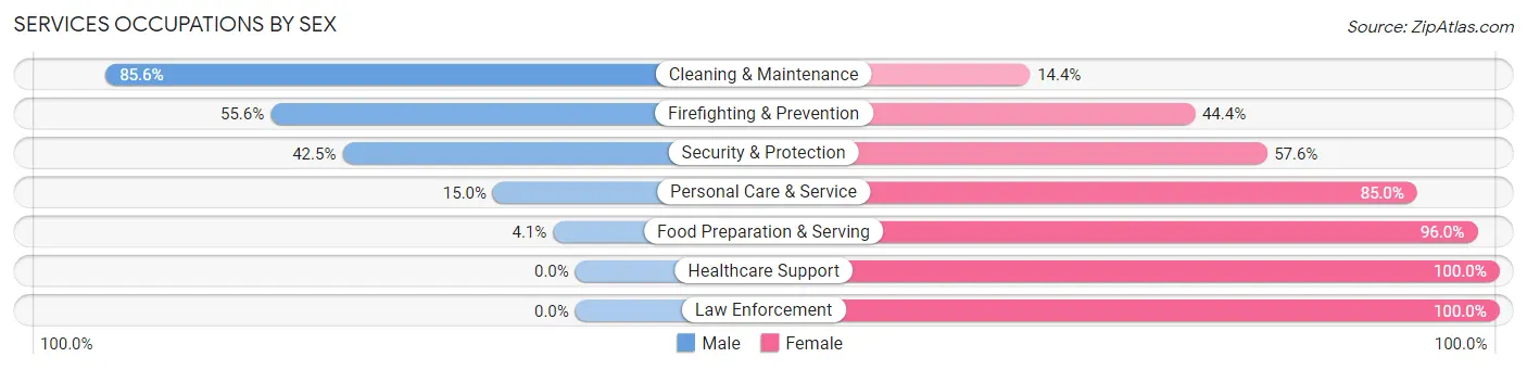 Services Occupations by Sex in Zip Code 27855