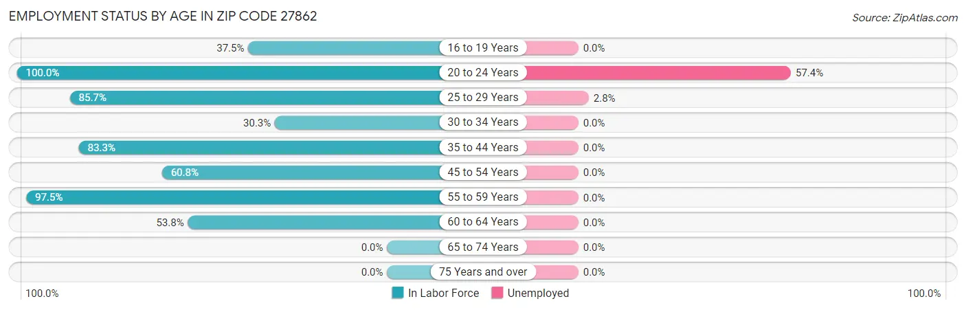 Employment Status by Age in Zip Code 27862