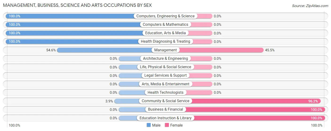 Management, Business, Science and Arts Occupations by Sex in Zip Code 27885