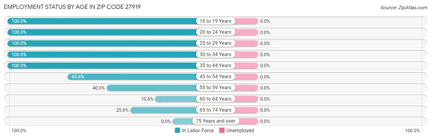 Employment Status by Age in Zip Code 27919