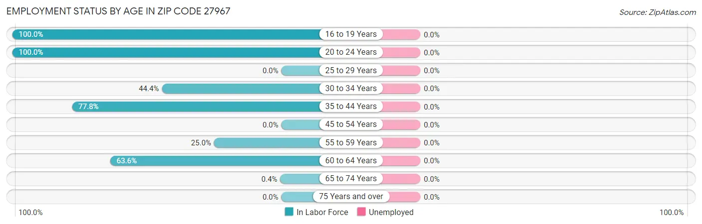 Employment Status by Age in Zip Code 27967