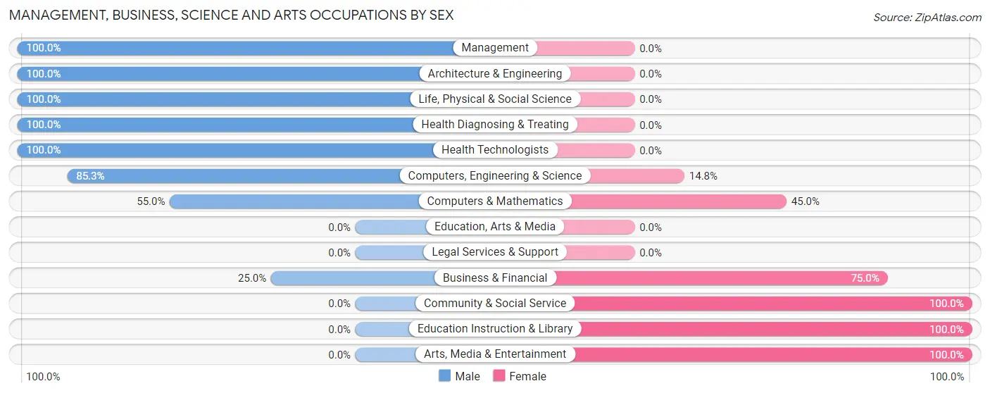Management, Business, Science and Arts Occupations by Sex in Zip Code 28006