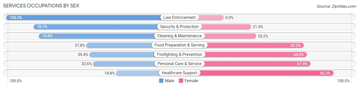 Services Occupations by Sex in Zip Code 28021
