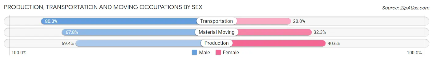 Production, Transportation and Moving Occupations by Sex in Zip Code 28027