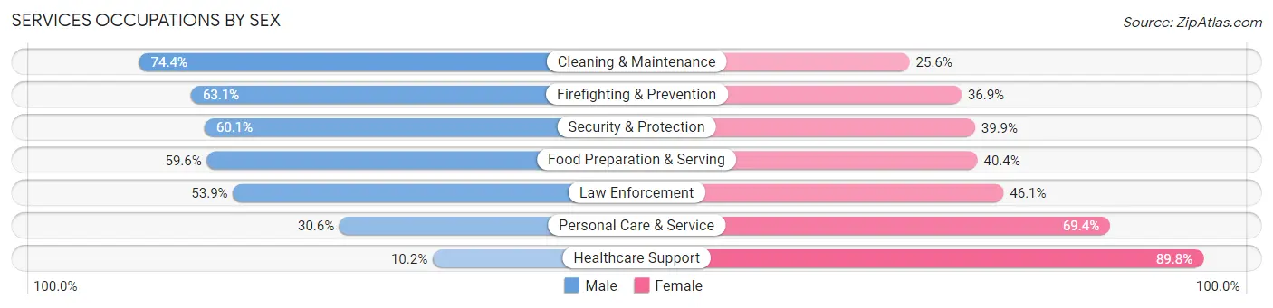 Services Occupations by Sex in Zip Code 28027