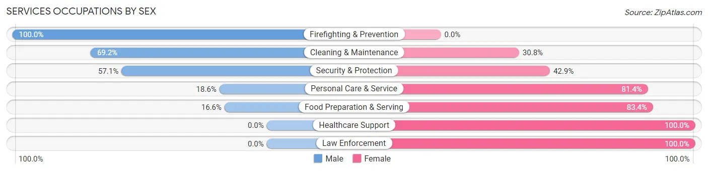 Services Occupations by Sex in Zip Code 28032